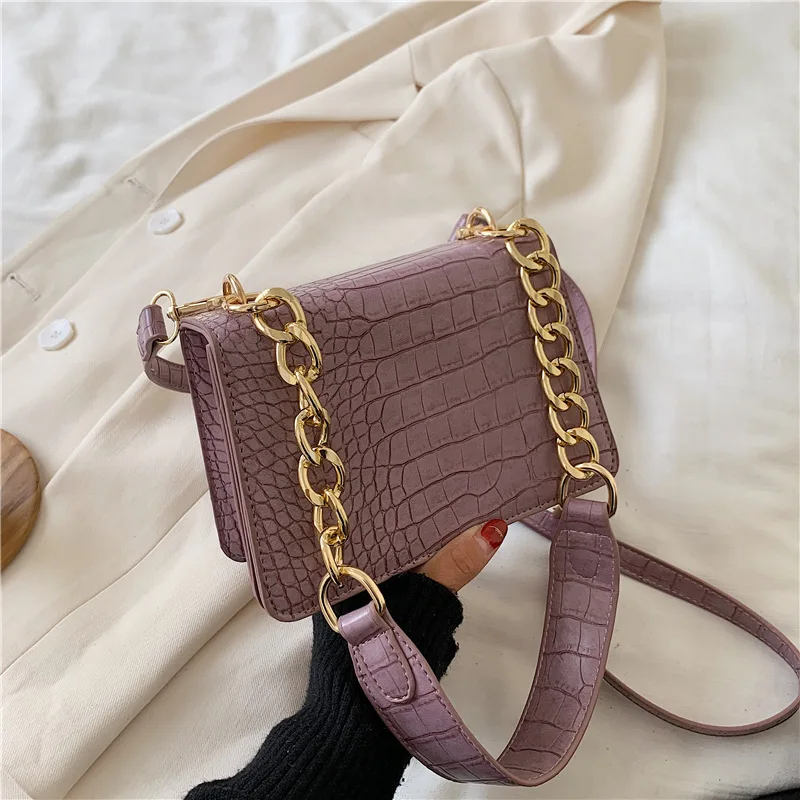 

2021 Fashion New Designer crocodile pattern chain underarm sling handbags and purses bags for women shoulder handbag Ladies