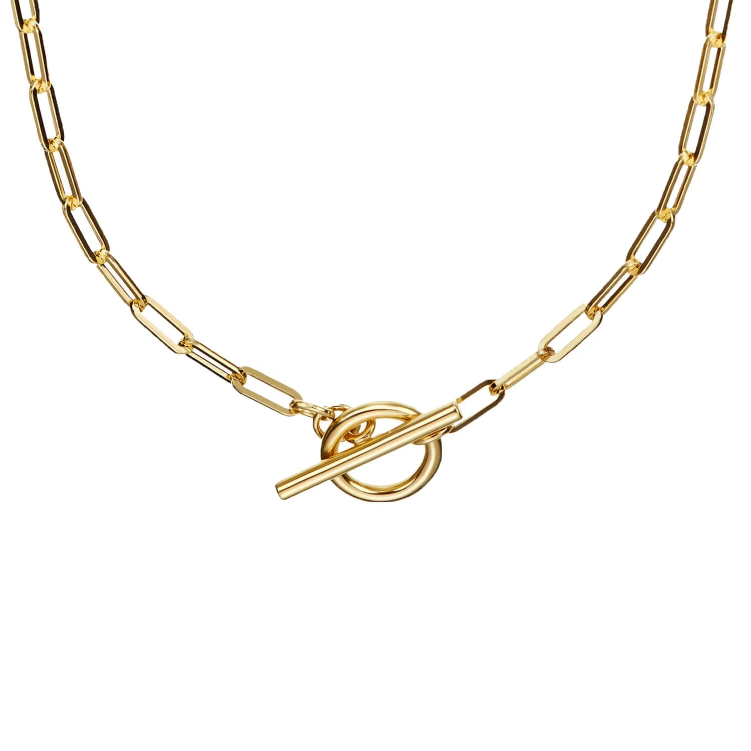 

Yellow gold vermeil toggle choker necklace silver link chain paperclip necklace hip hop jewelry