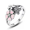 925 Sterling Silver Pandora Element Cubic Zirconia Flower Promise Ring For Women Jewelry Family Friend Love Best Christmas Gift