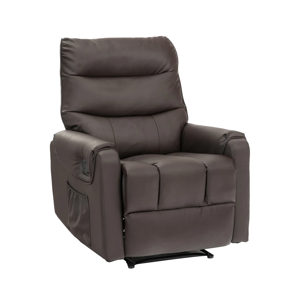 

European Style PU Sofa Adjustable Recliner Lift Chair With Massage, Brown