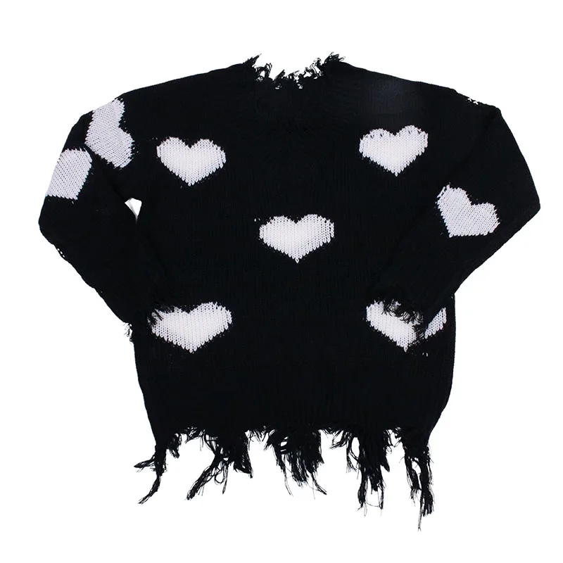 Boutique Women Love Pattern Sweater Loose Knitted Winter Pullover Sweater