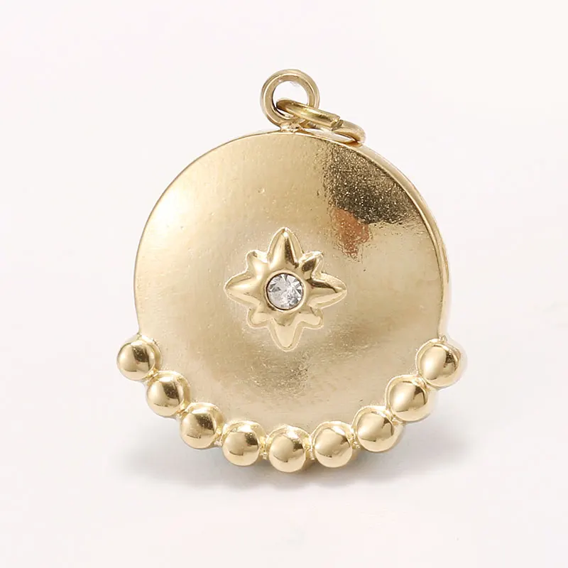 

High Quality Stainless Steel Jewelry Star Zircon Round Pentagram Jewellery Making Charm Pendant For Bracelets