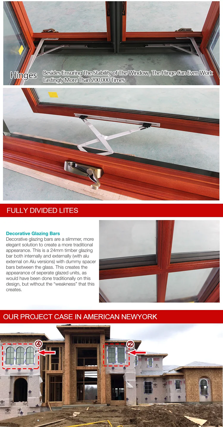 Less labor cost Thermal break aluminium crank handle outward casement house windows with Flange Nail Fin