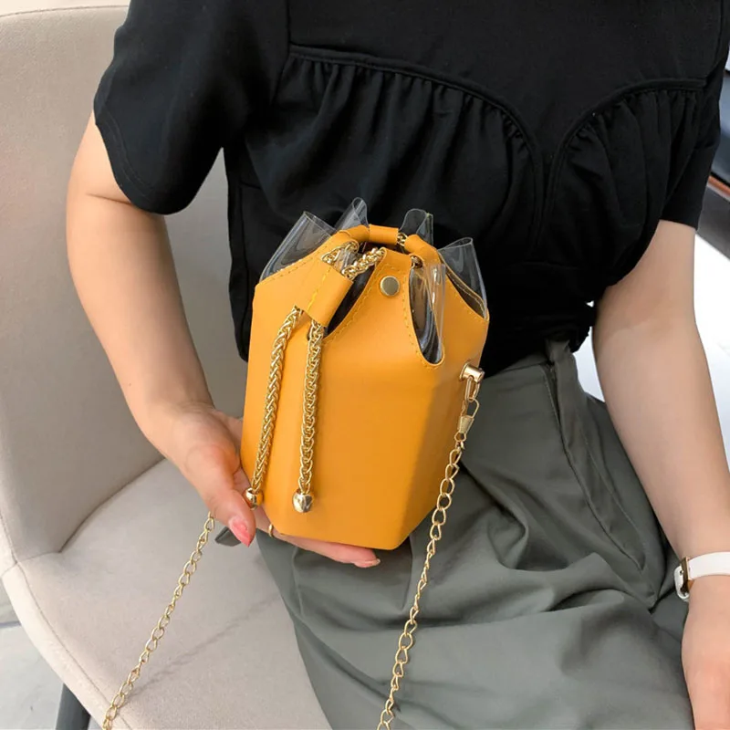 

Mini Bucket Bag With Metal Chain New Style Ladies Shoulder Bag In Europe And America Fashion Casual Chain Messenger Bag YGH173