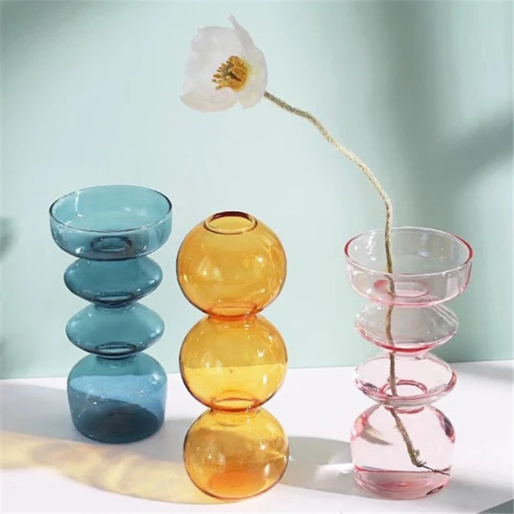 

Nordic style modern home living room decoration flower vases clear glass vase colorful glass & crystal vases
