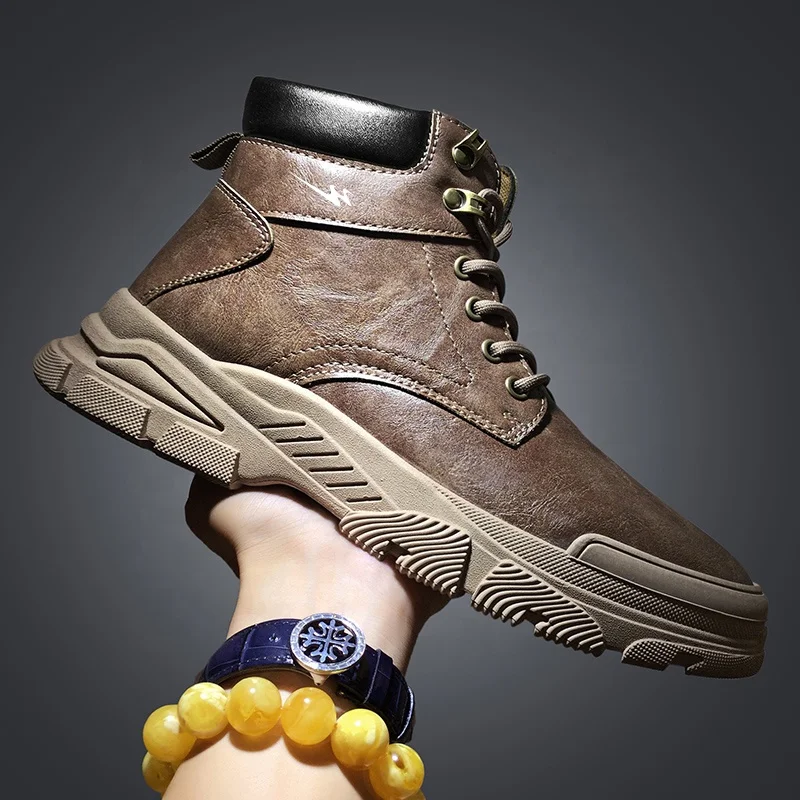

Jinbeile High Quality Men Winter Boots Outdoor Casual Fashion Shoes Wholesale Men Boots Shoes Leather Mens Dress Boot, Black,grey,khaki