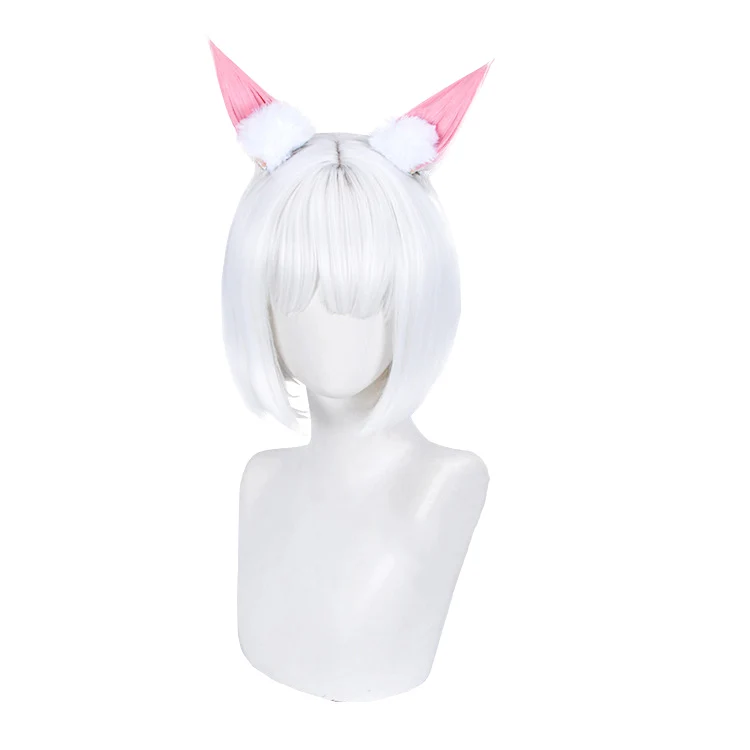 

White Short Bob Straight Hair Anime Comic Exhibition Cosplay Hair High Temperature Silk COS Wigs 12 INCH, Pic showed