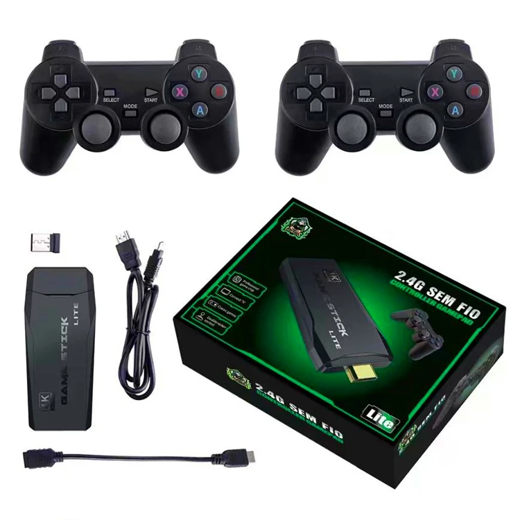 

Mini Retro Console 64GB Wireless Video Game Consoles 4K HD M8 Game Stick Lite With Gamepad Built-in 10000 Games For PS1/SFC/FC