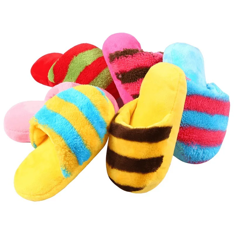 

Dog Chew Toys Colorful Plush Flip Flop Squeaker Toys for Small Dogs Puppy Interactive Training Toys with Bite Resistant, Picture showed