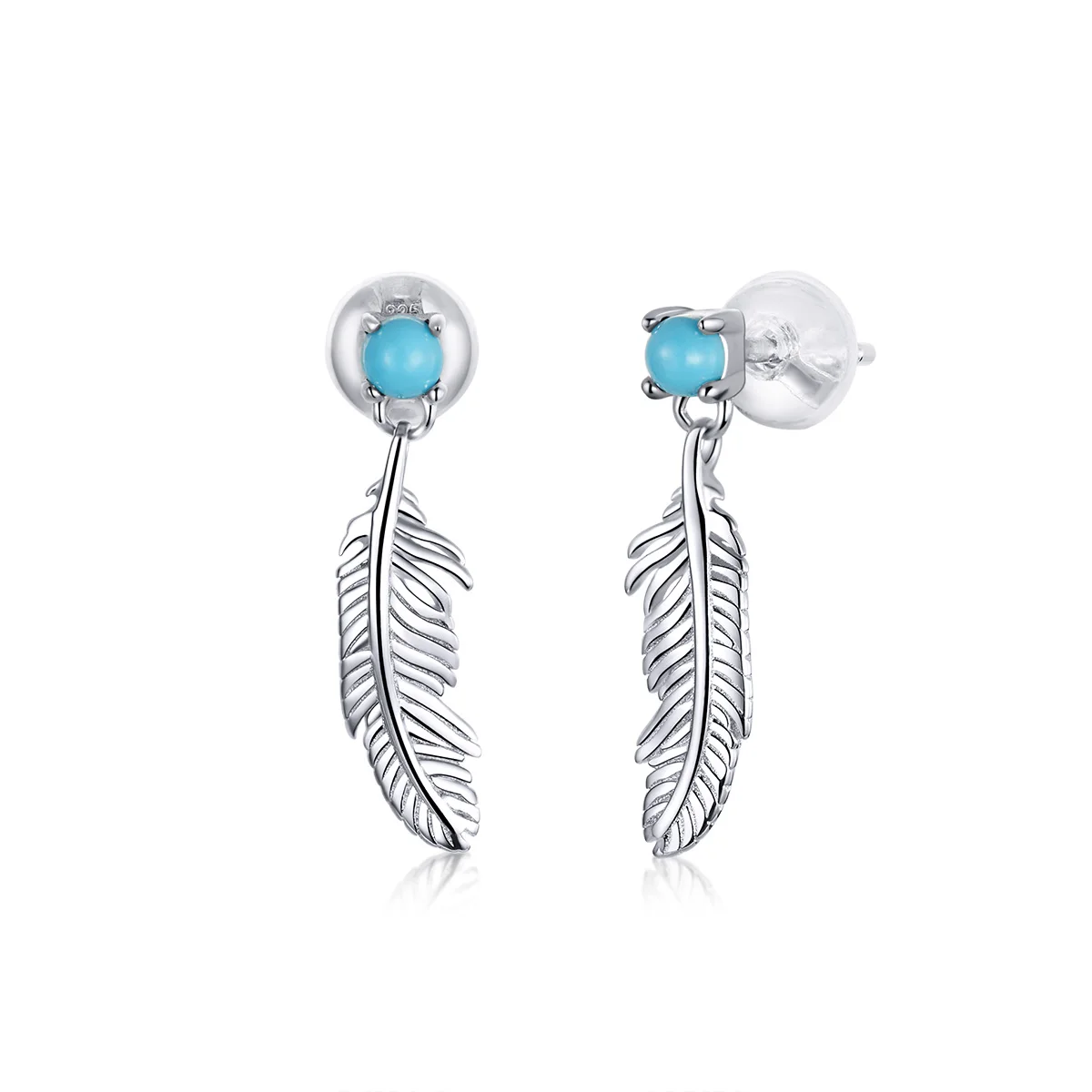 

BAMOER Bohemia Style Feather Tiny Drop Earrings for Women 925 Sterling Silver Jewelry Fine Bijoux Brinco Pendientes BSE375