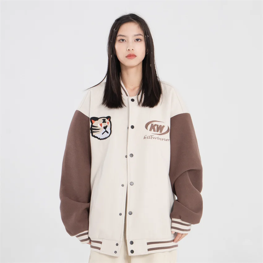 

Killwinner spring embroidered logo design customized unisex wear college baseball coat letterman varsity jacket for men women