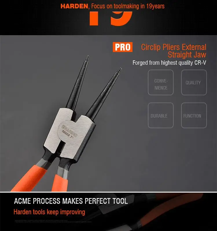 Professional 4 pcs 7" Internal External Straight Jaw Circlip Pliers Set Retaining Snap Ring Pliers
