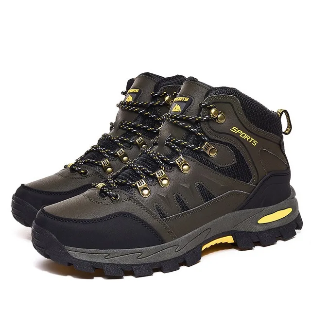 

New Arrivals Non-slip Imitation Leather Pu Water Proof Hiking Shoes Men Outdoor Boots, Solid color