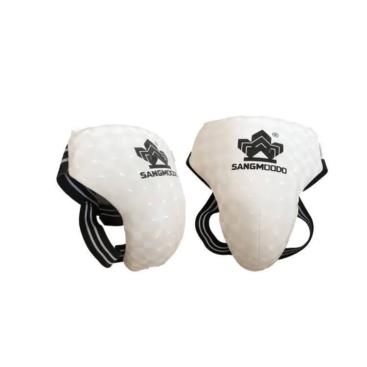

White durable comfortable pu kids sports protector taekwondo groin guard, Blue/red/white/black