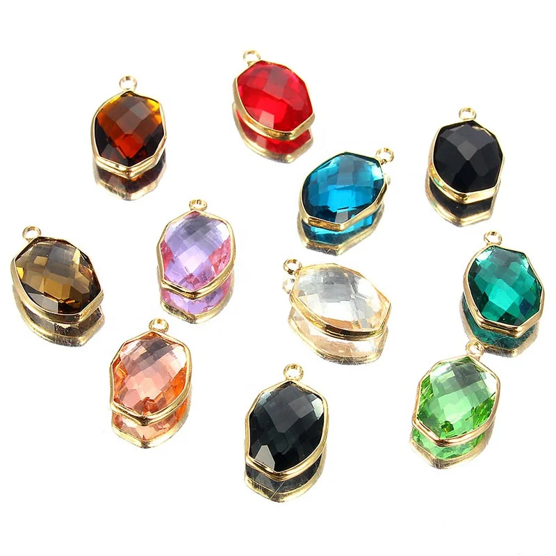 

Fashion DIY Jewelry Accessories Glass Pop Pendant Handmade rhombus crysta Charms Earrings Hairpin Making Materials, Picture