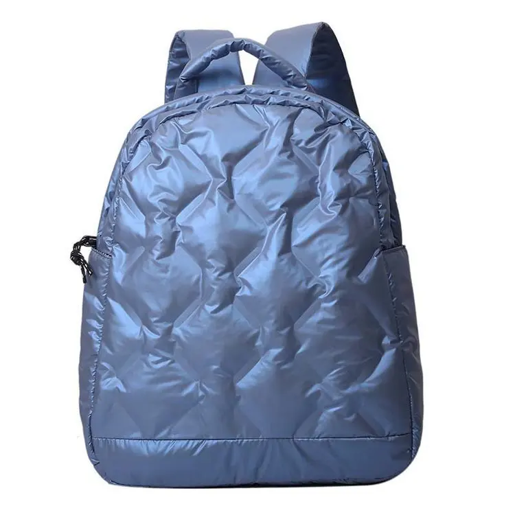 

Trendy Portable Zipper Down Fabric Quilted Student School Bag Space Cotton Women Backpack Wholesale, White, blue, black