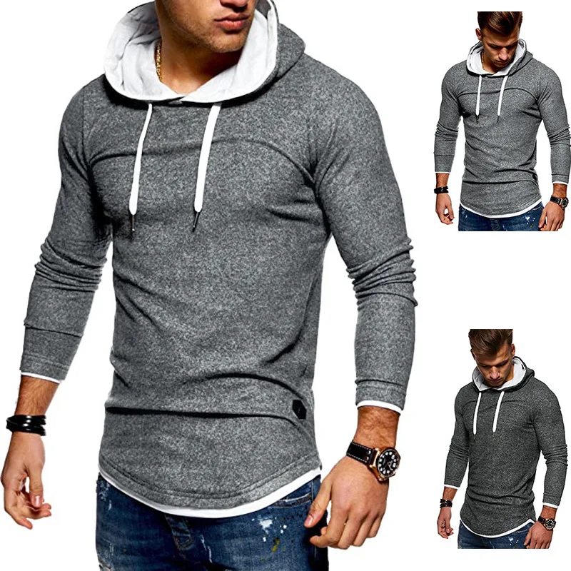 

Fashion long sleeve casual style slim fit jogger set men pullover hoodie, Black;grey