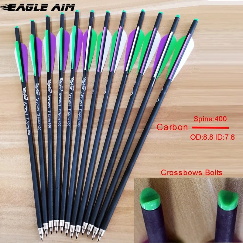 

6Pcs Archery Arrows with 4 "arrow Fletching Carbon Arrows 400 Crossbow Bolts for Archery Hunting