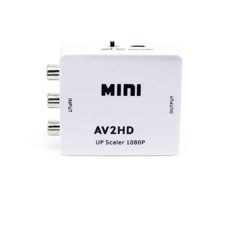 

Mini 1080P UP Scaler av2hd converter box av to hd adapter Composite RCA CVBS for HD player DVD, Black/white