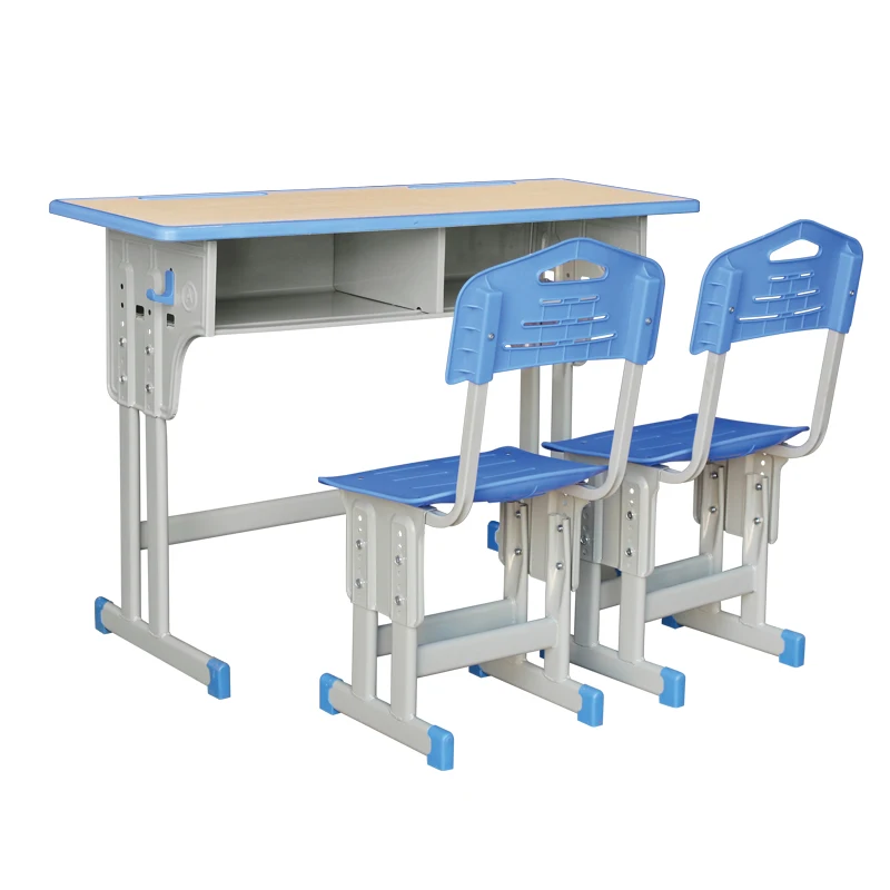 
Cheap plastic strong metal adjustable school desk double student desk and chair school plastic table and chair for kids 