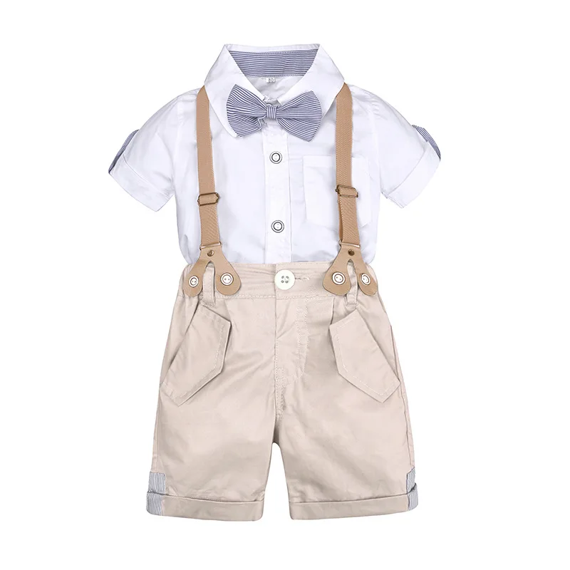 

OEM Summer Children Suit 2021 New Fashion Cotton Gentlemen Short Sleeve Baby Boys clothes kids clothing