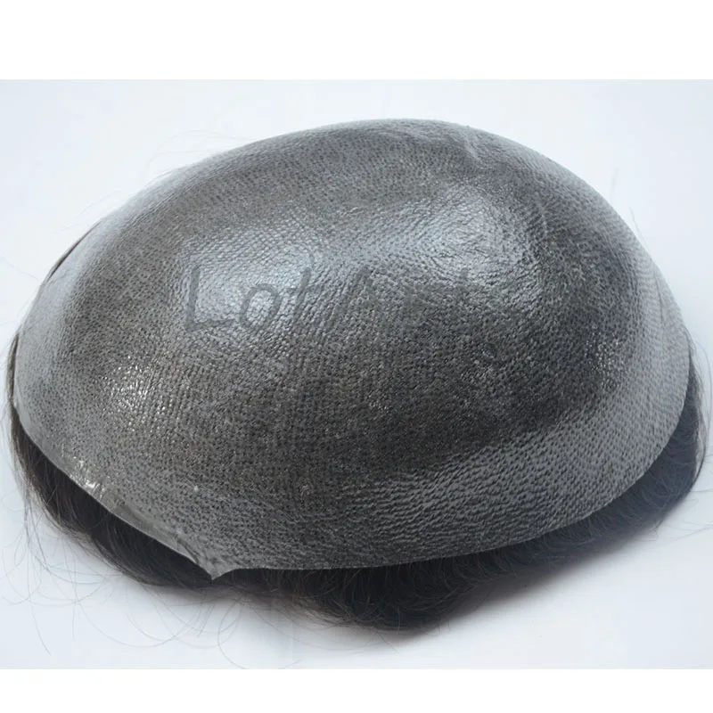 

indian remy hair grey color invisible Super Thin Skin PU men toupee