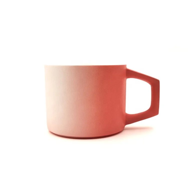 

New design matte glazed cups strawberry mug customized porcelain mugs with nice shape, Blue+sky blue+green