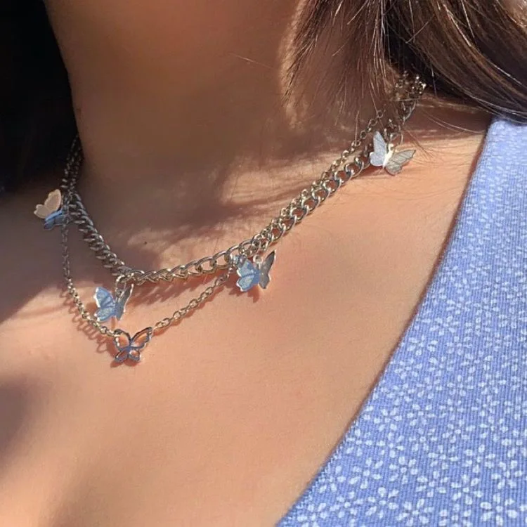 

Butterfly Pendant Simple And Sweet Chain Neck Chain Butterfly Pendant Clavicle Chain, Gold plated