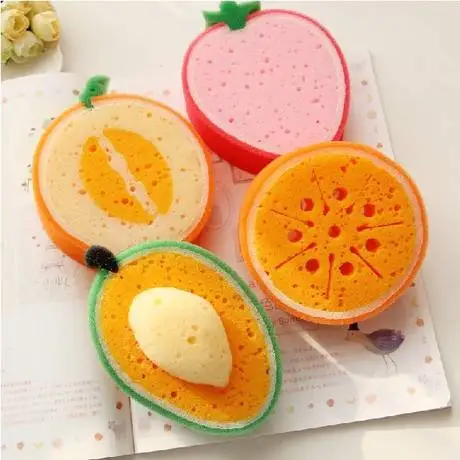 

Microfiber reusable cute fruit shape dishwashing cleaning sponge for kitchen