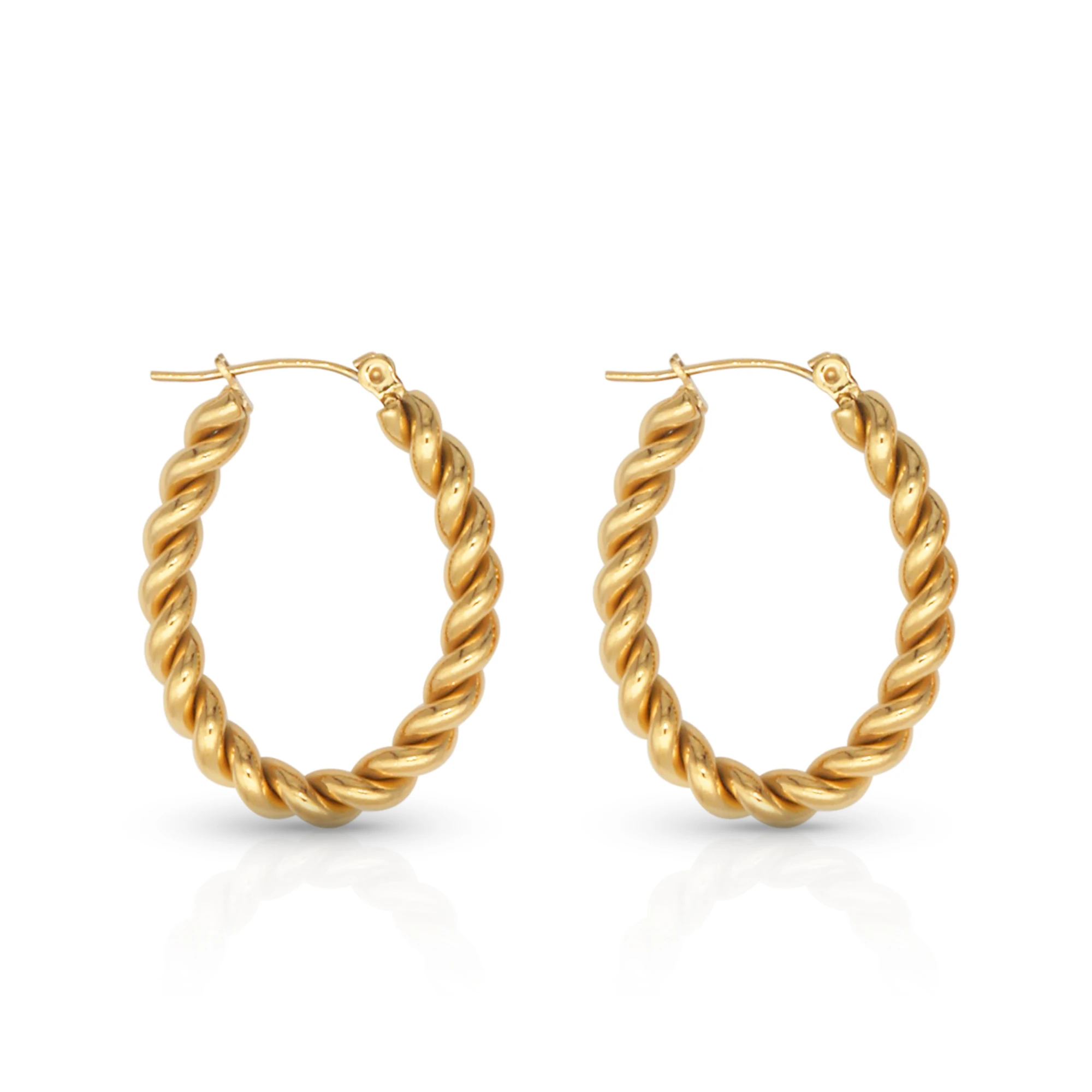 

Chris April in stock fashion jewelry 316L Stainless Steel PVD gold plated minimalist rope oval hoop earring