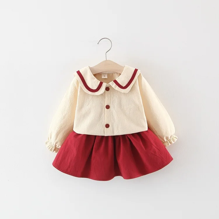 

2019 Baby girls clothes set autumn fashion solid tops+short skirt 2 pieces suit children outfits kid girl costume, As picture
