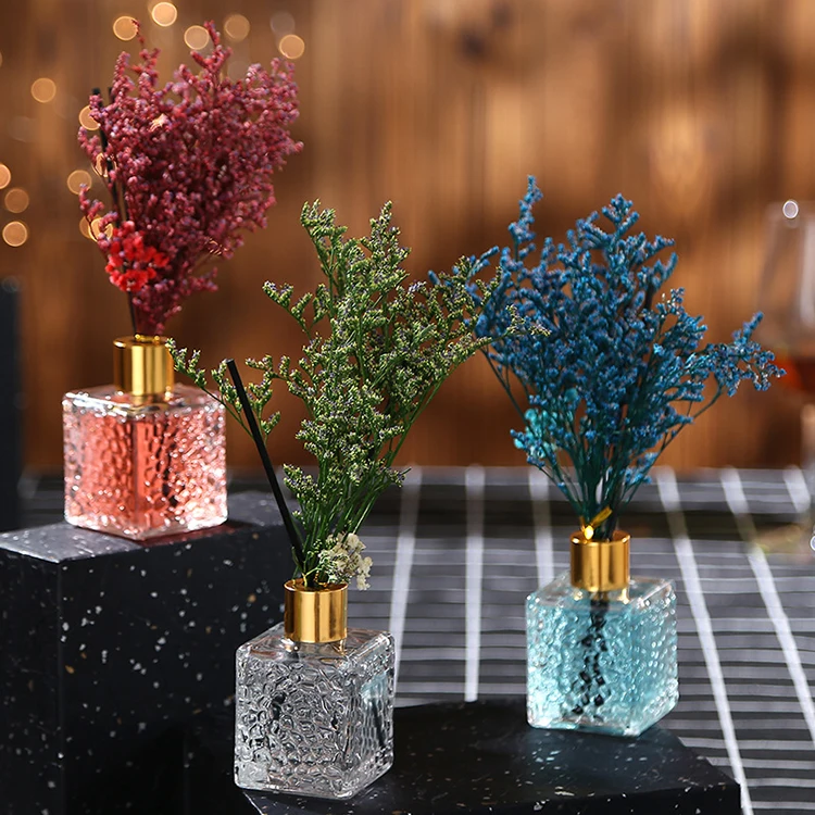 

Luxury Dried Flower Aromatherapy Air Freshener Reed Diffuser Bottle Glass With Box Packaging