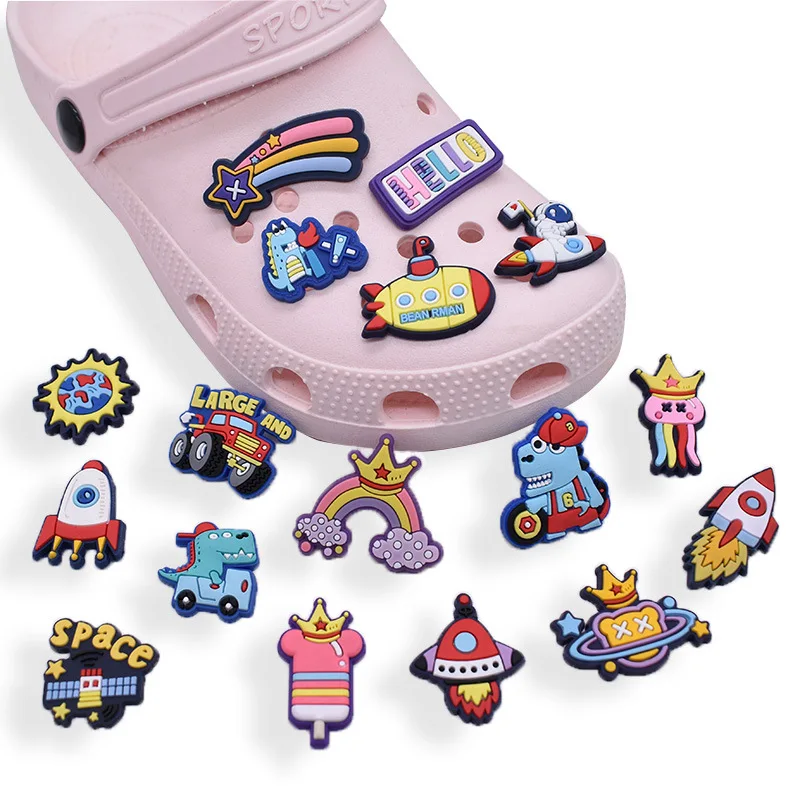 

New Product Hot Selling Factory supply attractive price pvc cartoon shoe decorations Astronaut shoe charm, Multicolor