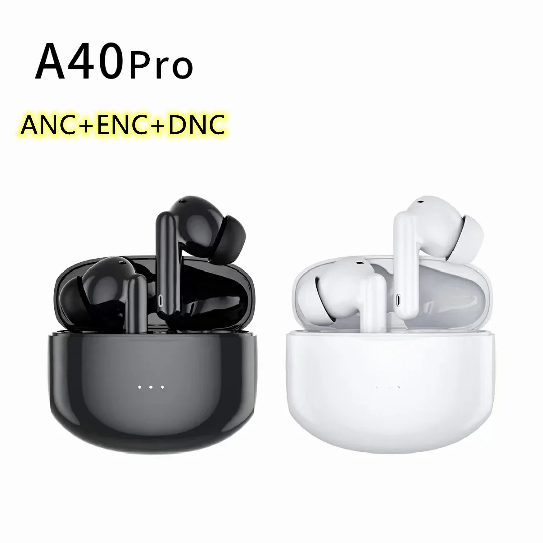 

Hot! TWS A40 Pro Earbud Mini ANC ENC DNC Wireless Earphone Active Noise Cancelling Hi-Fi Headphones Sport Gaming Earbuds, Black white