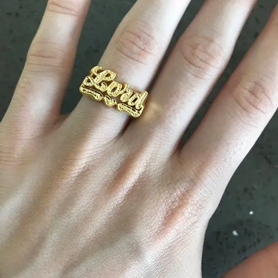 

Hot sale Fashion copper Name Customized Ring gold-plated jewelry copper ring, Gold, silver