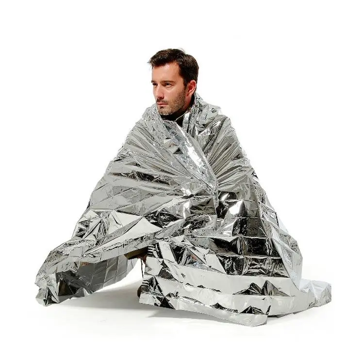 

survival emergency blanket yo2,q3 thermal waterproof mylar blanket, Silver, gold