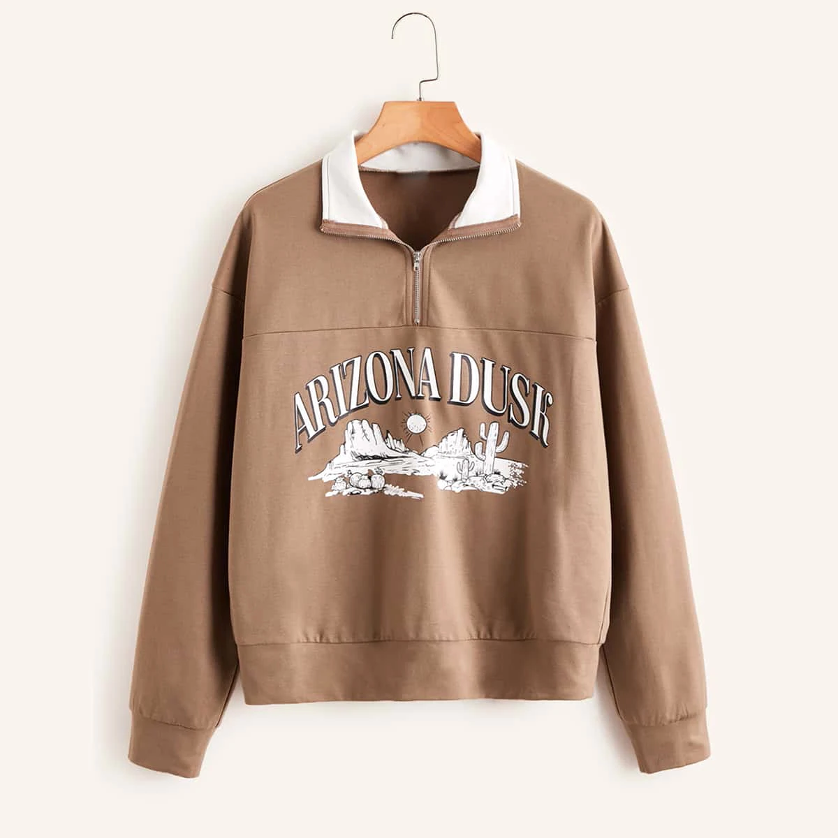 

Spring autumn women hoodies wholesale high quality oversized letter graphic half zip collar sweatshirt