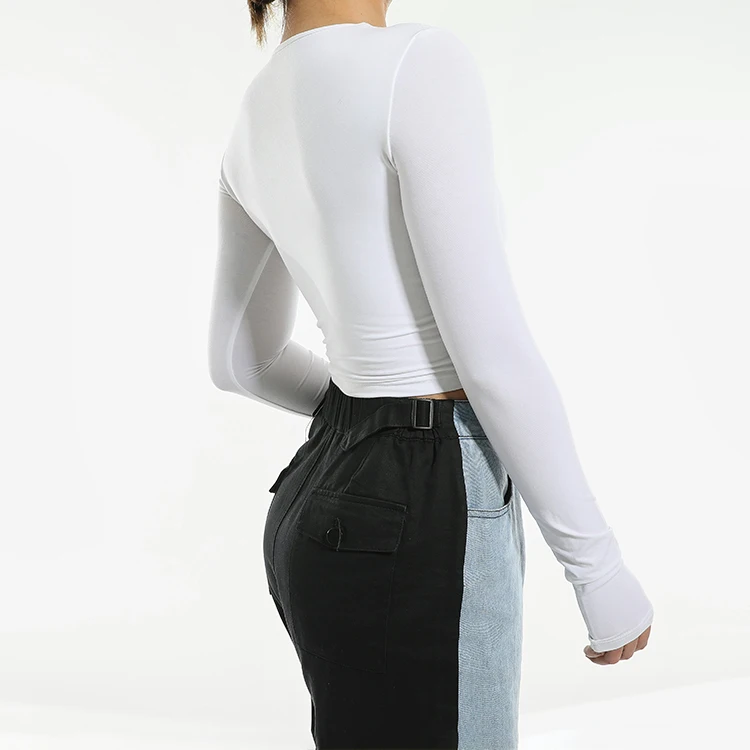 
tights woman Soft Touch White Women Long Sleeve Breathable O-Neck T-shirt For Ladies 