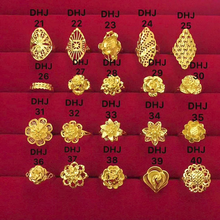 

Simple designs jewelry men rings plated gold rings jewelry women 24K saudi arabia adjustment wedding ring