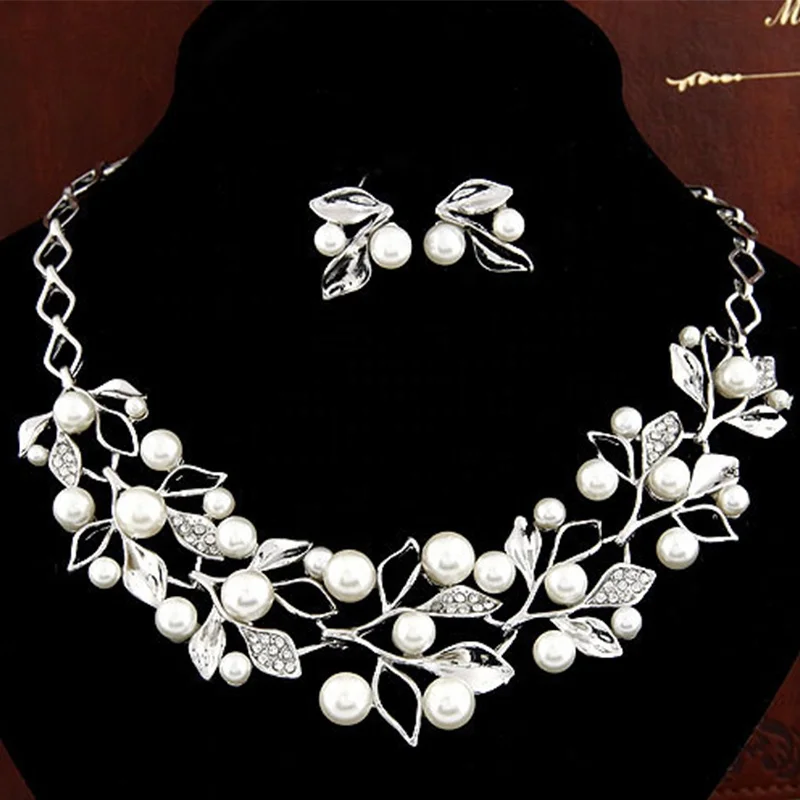 

Genya bridal wedding ornaments diamond alloy necklace earrings set evening dress with bride necklace, As pictures