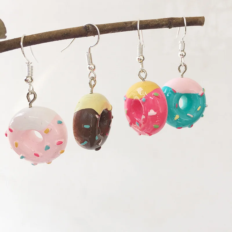 

Hot Earring For Women Resin Drop Custom Made Handmade Cute Girls Gift Cookies Macaron Cake Food Donuts Lovely Ear Hook, Shown