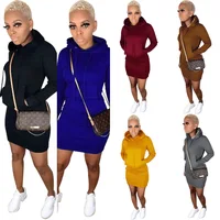 

MT80-138 Nightclub clothing 2020 sweater hooded women's pocket casual dress