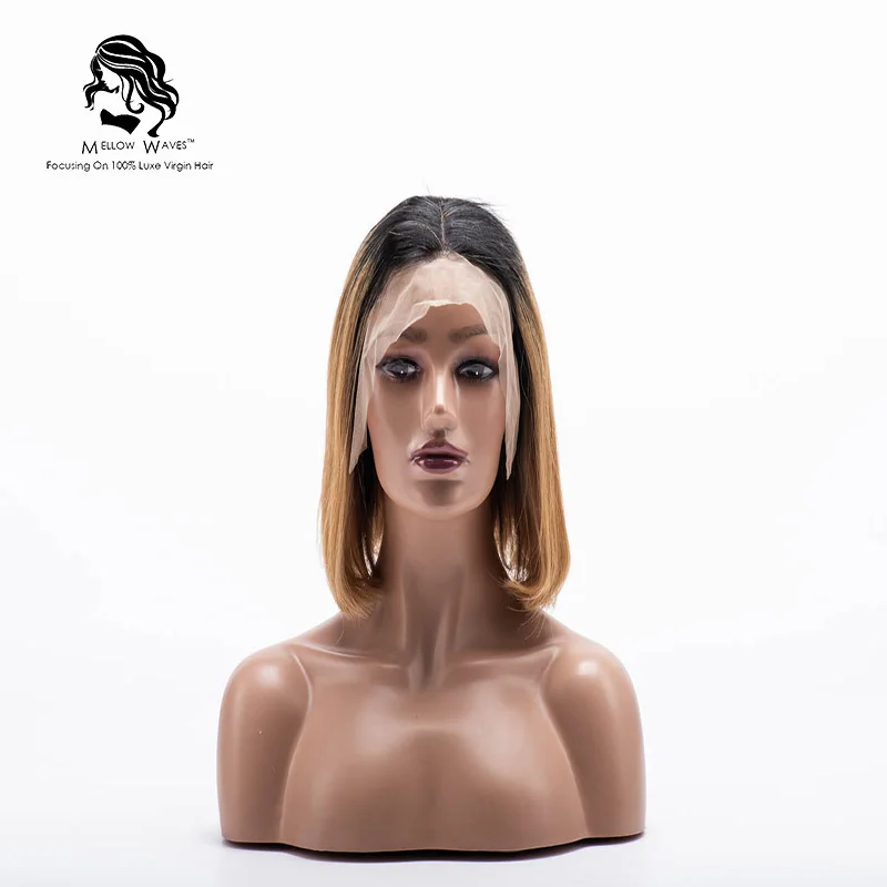 

Mellow Waves Human Hair wigT1B 27# Llace Front Wigs 8-12 inch Short Bob Wigs Peruvian Hair For Woman