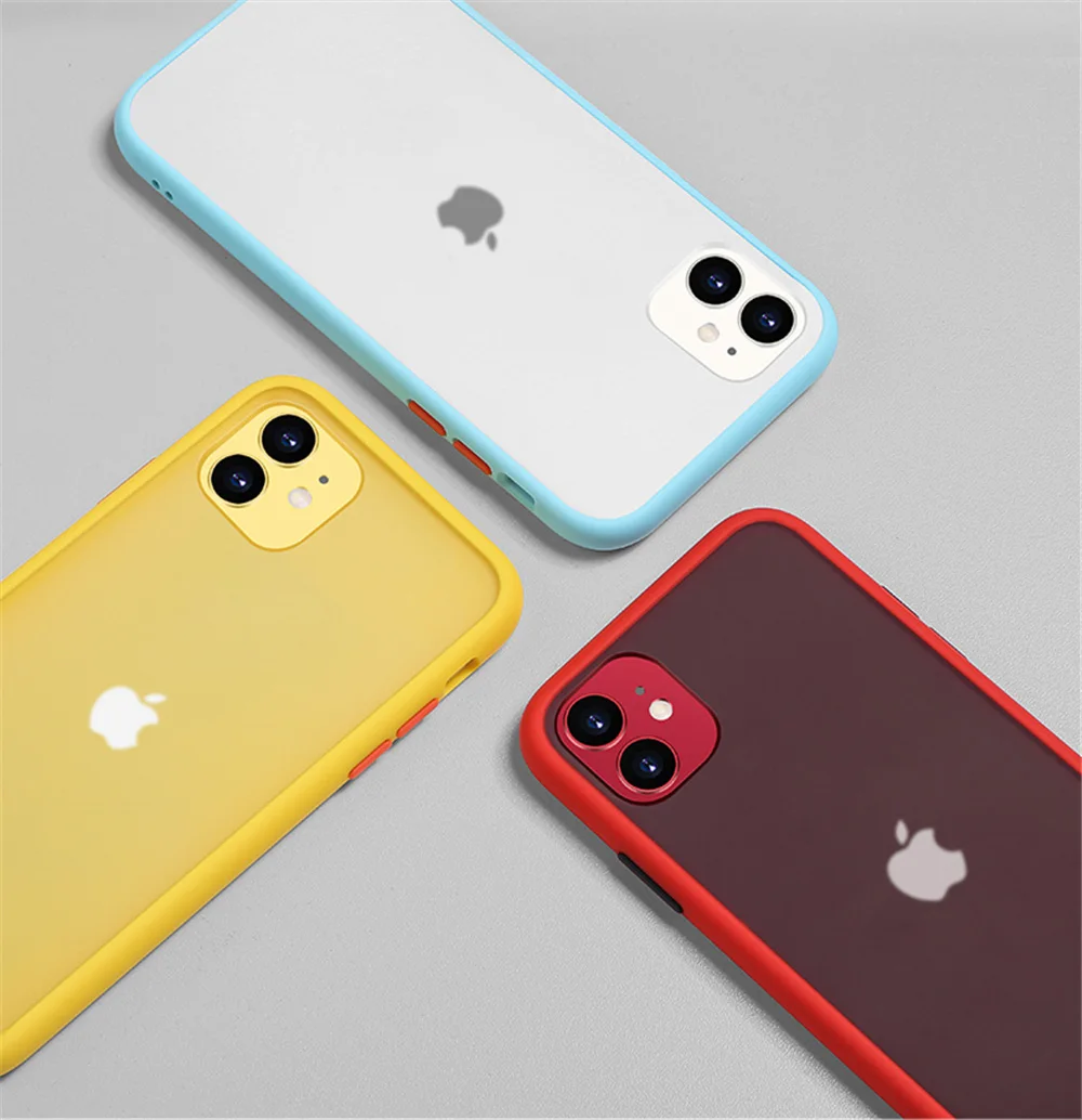 Phone accessories For iPhone 14 13 12 11 Pro MAX mini SE Luxury Contrast Color Frame Matte case  for iphone  Case