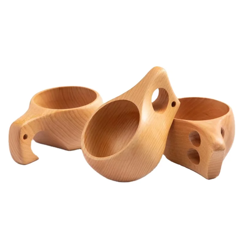 

Diyue DIYD2012189 Kuksa Cup Handcrafted Wood Camp Mug Natural Hardwood Cups with Lanyard Ancient Lapland Coffee Mugs Bushcraft