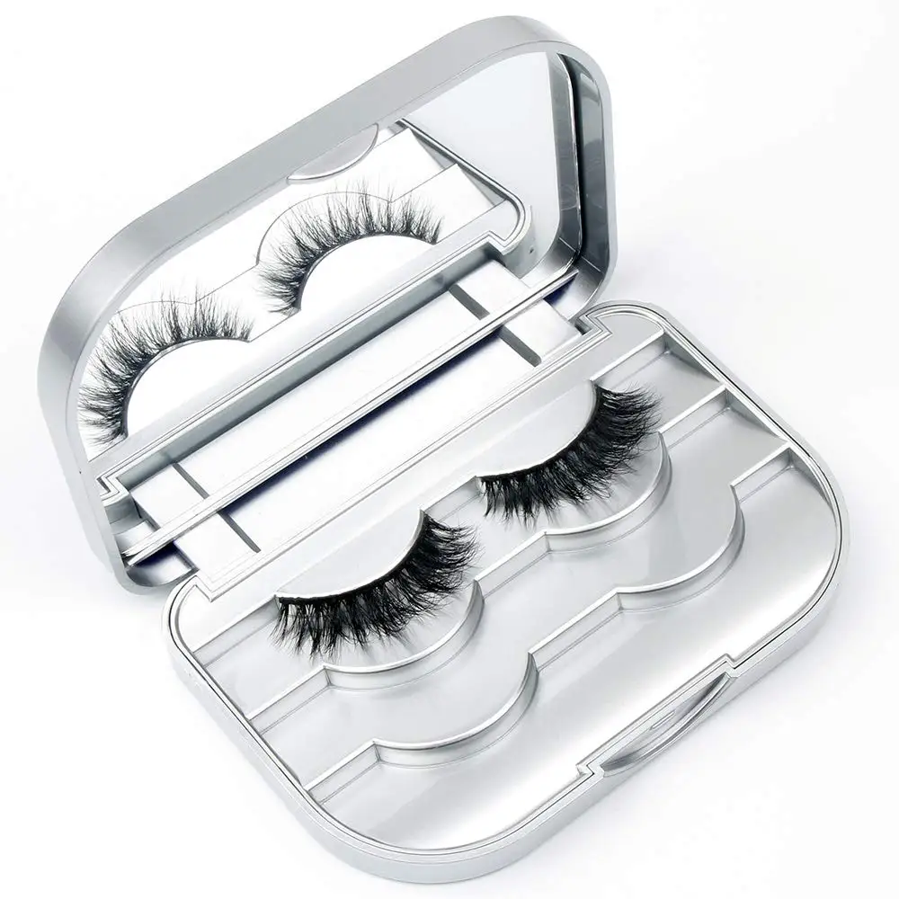 

Eyelash Case With Mirror 3 Pairs False Strip Lash Box Eyelash Storage Box Lash Holder Container, Variety color