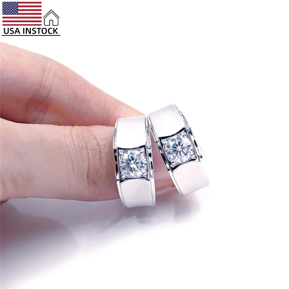 

US warehouse dropshipping fashion 1ct 925 sterling silver 18K gold plated jewelry moissanite ring for men