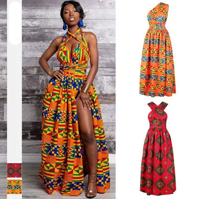 

Africa Clothing Fat Girl Block Print Slit Skirt Long Casual Sleeveless Night Club Women Elegant Sexy Loose Plus Size Dresses