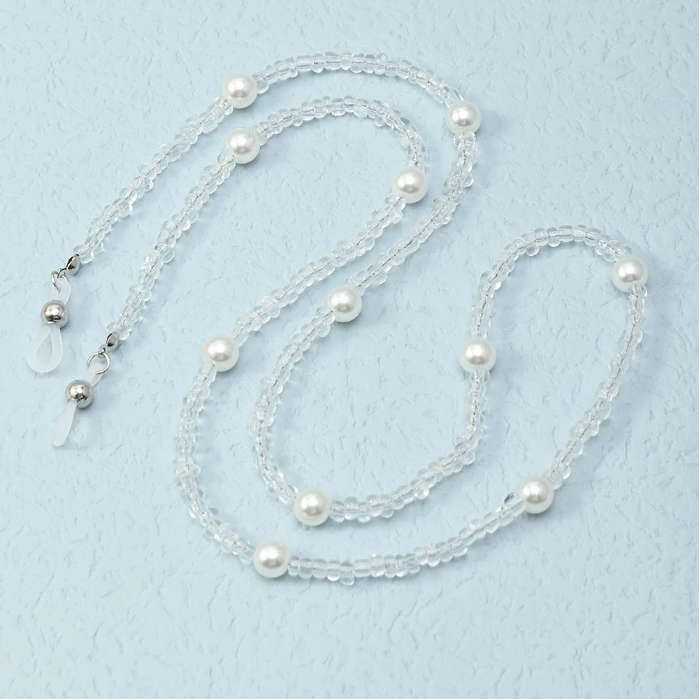

Handmade Pearl Fashion Sunglasses Chain Lanyard Accessories Cute Clear Acrylic Bead Necklace For Women