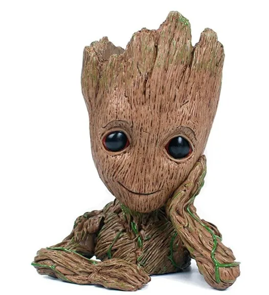 

Cute Model Toy Factory Price Unique Design Hot Selling Cute Polyresin Resin Treeman Baby Groot Flower Pot, Grey